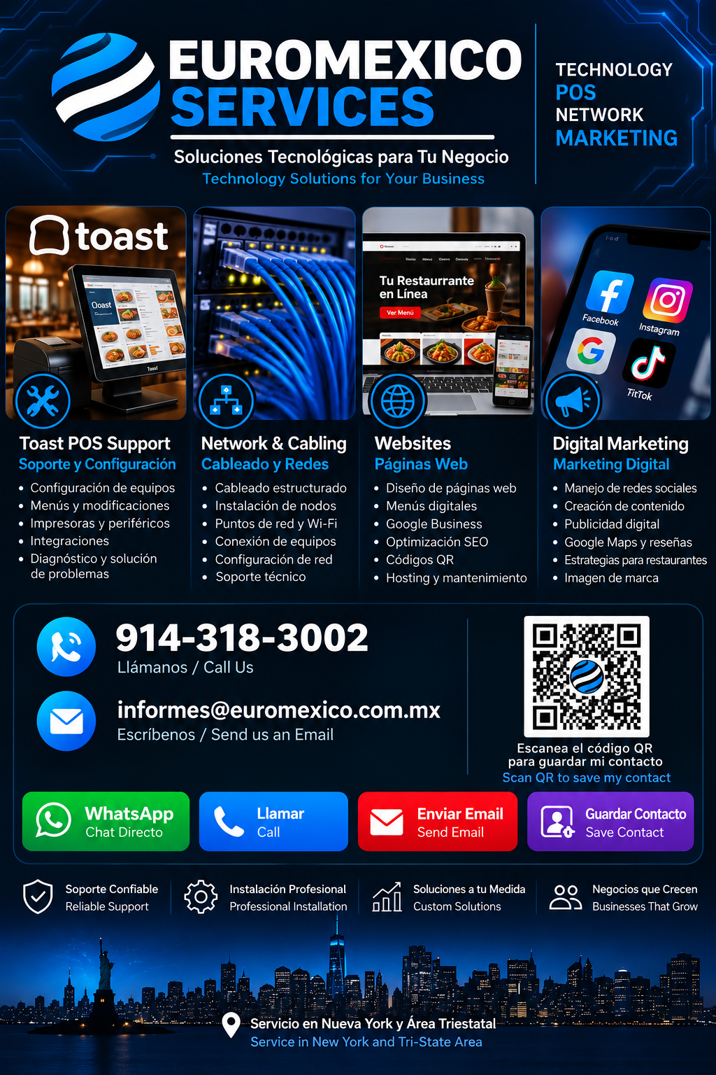 Euromexico Services - Toast POS, Network & Cabling, Websites and Digital Marketing